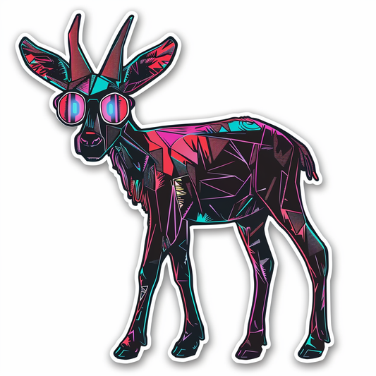 Goat cyber punk majestic Expressive surreal Vinyl Decal Sticker for Car, Laptop, Tumbler and more # F020580-4" x 4"
