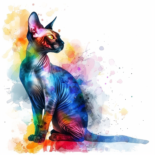 Adorable Cornish Rex Cat Expressive surreal Vinyl Decal Sticker for Car, Laptop, Tumbler and more # F021485-4" x 4"