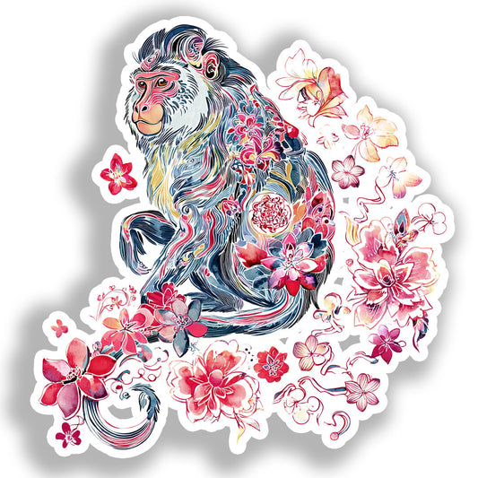 Monkey Vinyl Decal Sticker for Car, Laptop, Tumbler and more # A018436-4" x 4"