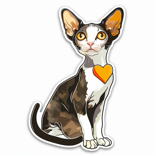 Adorable Cornish Rex Cat Expressive surreal Vinyl Decal Sticker for Car, Laptop, Tumbler and more # F021563-4" x 4"