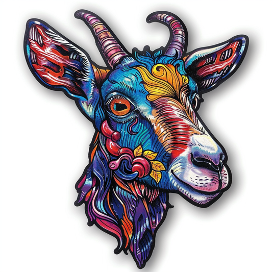 Goat majestic Expressive surreal Vinyl Decal Sticker for Car, Laptop, Tumbler and more # F020704-4" x 4"