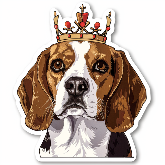 Beagle dog crowned Vinyl Decal Sticker for Car, Laptop, Tumbler and more # F011825