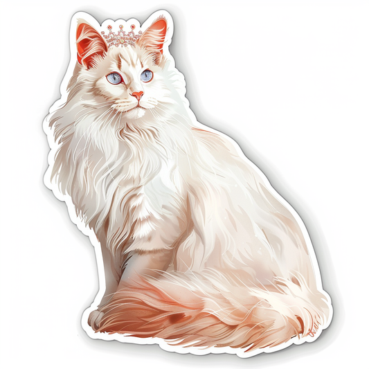 Adorable Turkish Angora Cat  Vinyl Decal Sticker for Car, Laptop, Tumbler and more # F020849-4" x 4"