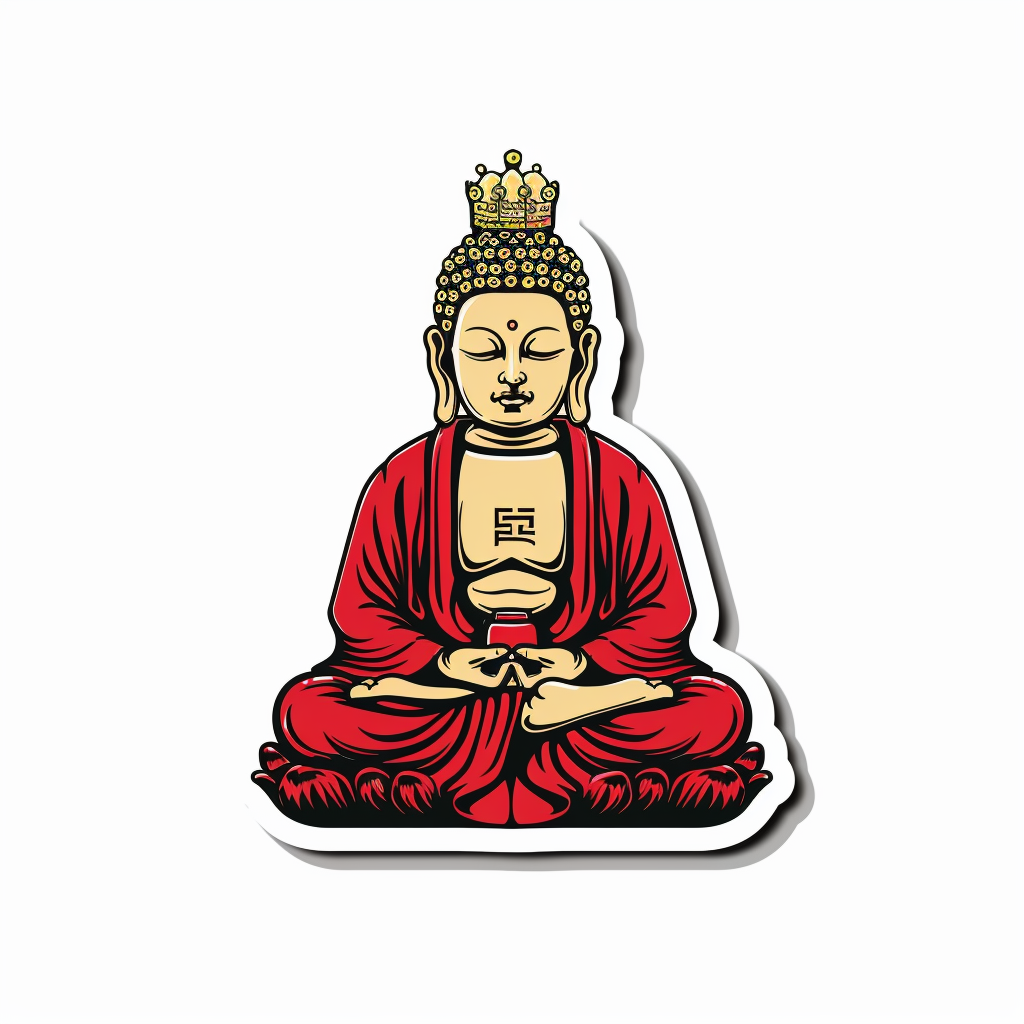 Buddha cartoon majestic Expressive surreal Vinyl Decal Sticker for Car, Laptop, Tumbler and more # F017041