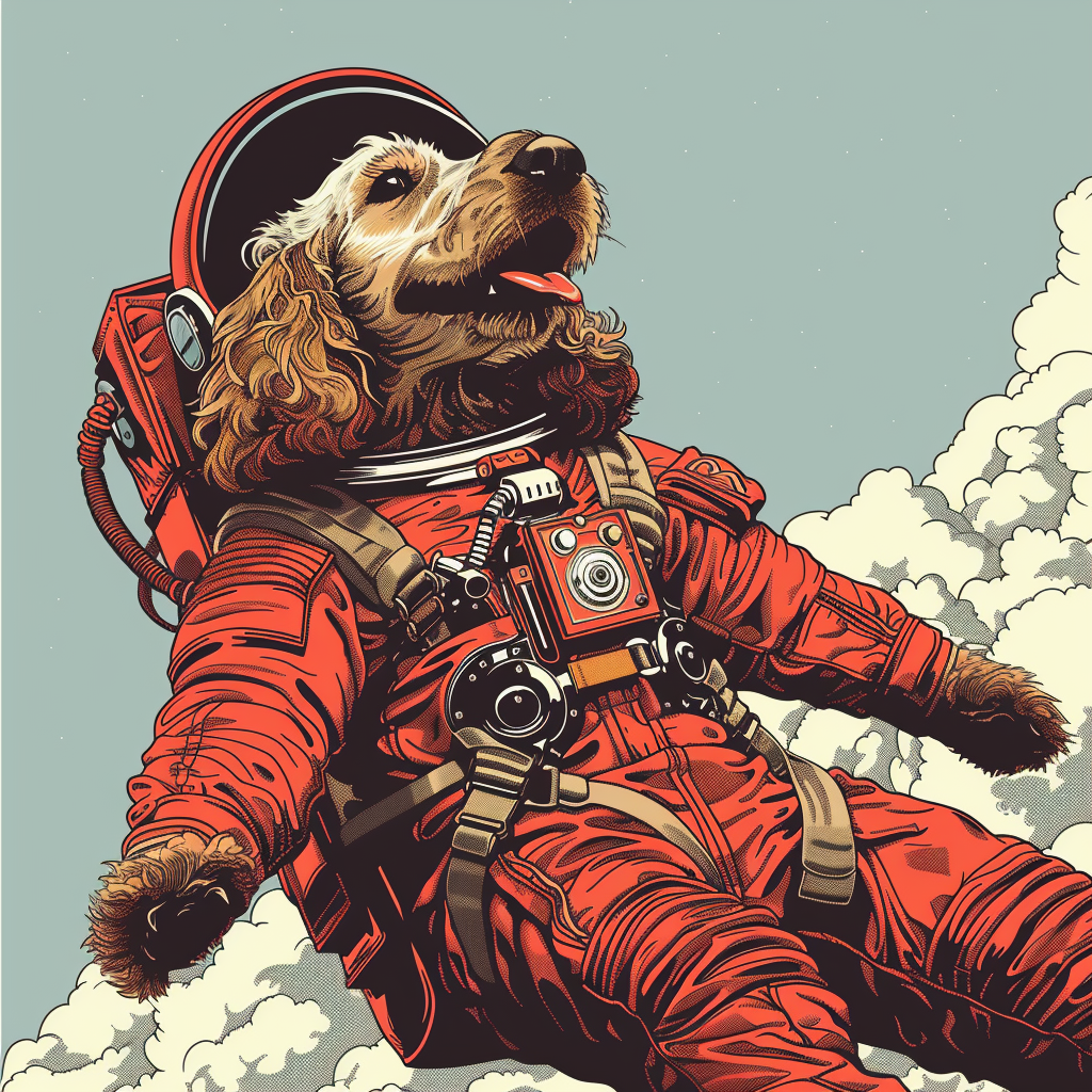 Sticker of a Cocker Spaniel Dog astronaut majestic Expressive surreal Vinyl Decal Sticker for Car, Laptop, Tumbler and more # F020166