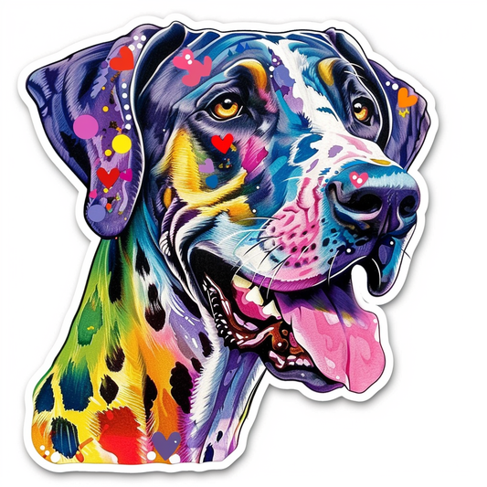 Adorable Great Dane Dog Expressive surreal Vinyl Decal Sticker for Car, Laptop, Tumbler and more # F017952