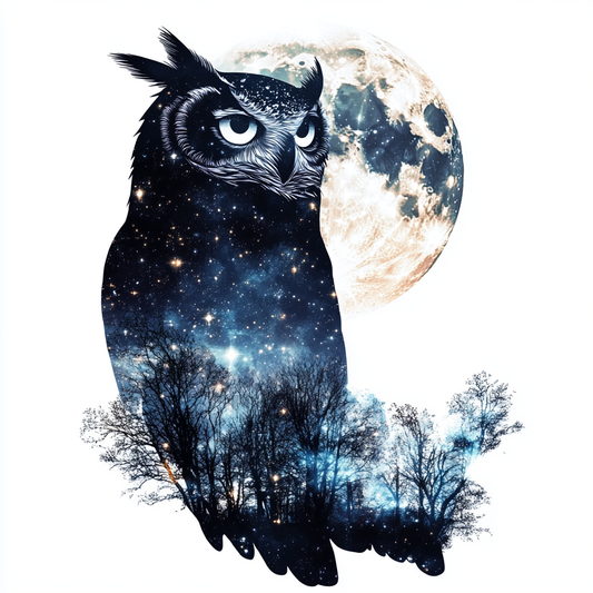 Owl Moon and Stars Vinyl Decal Sticker for Car, Laptop, Tumbler and more # F025710