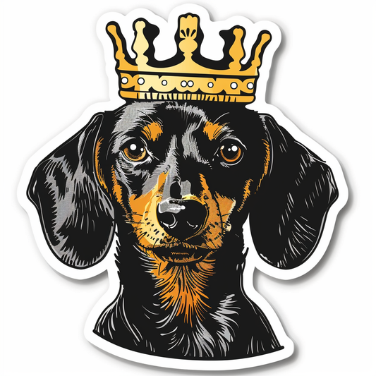 Dachshund Dog crowned Vinyl Decal Sticker for Car, Laptop, Tumbler and more # F013177