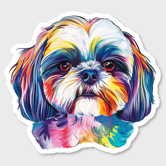 Adorable Shih Tzu Dog Expressive surreal Vinyl Decal Sticker for Car, Laptop, Tumbler and more # F018533