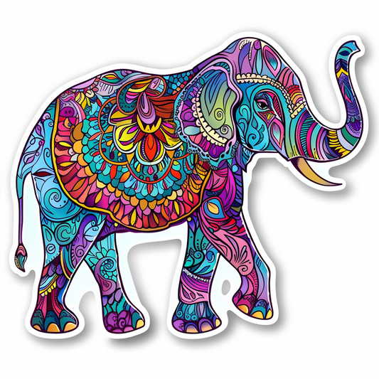 Elephant Expressive surreal Vinyl Decal Sticker for Car, Laptop, Tumbler and more # F022181-4" x 4"