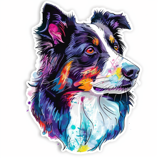 Border Collie Dog majestic Expressive surreal Vinyl Decal Sticker for Car, Laptop, Tumbler and more # F021711-4" x 4"