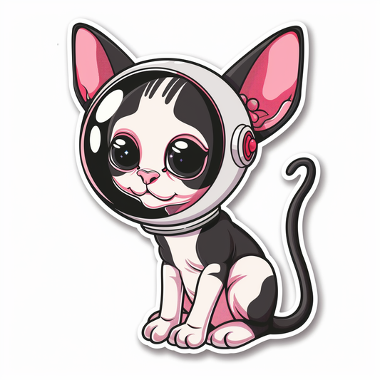 Adorable Cornish Rex Cat Expressive surreal Vinyl Decal Sticker for Car, Laptop, Tumbler and more # F021606-4" x 4"