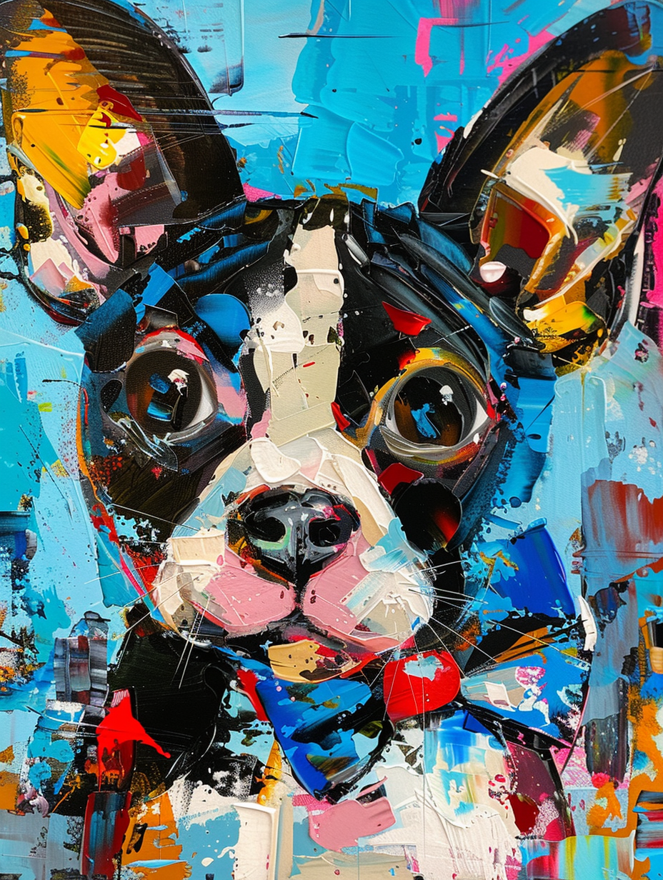 Colorful space Cornish Rex cat with a bow tie Expressive surreal Poster # F024334