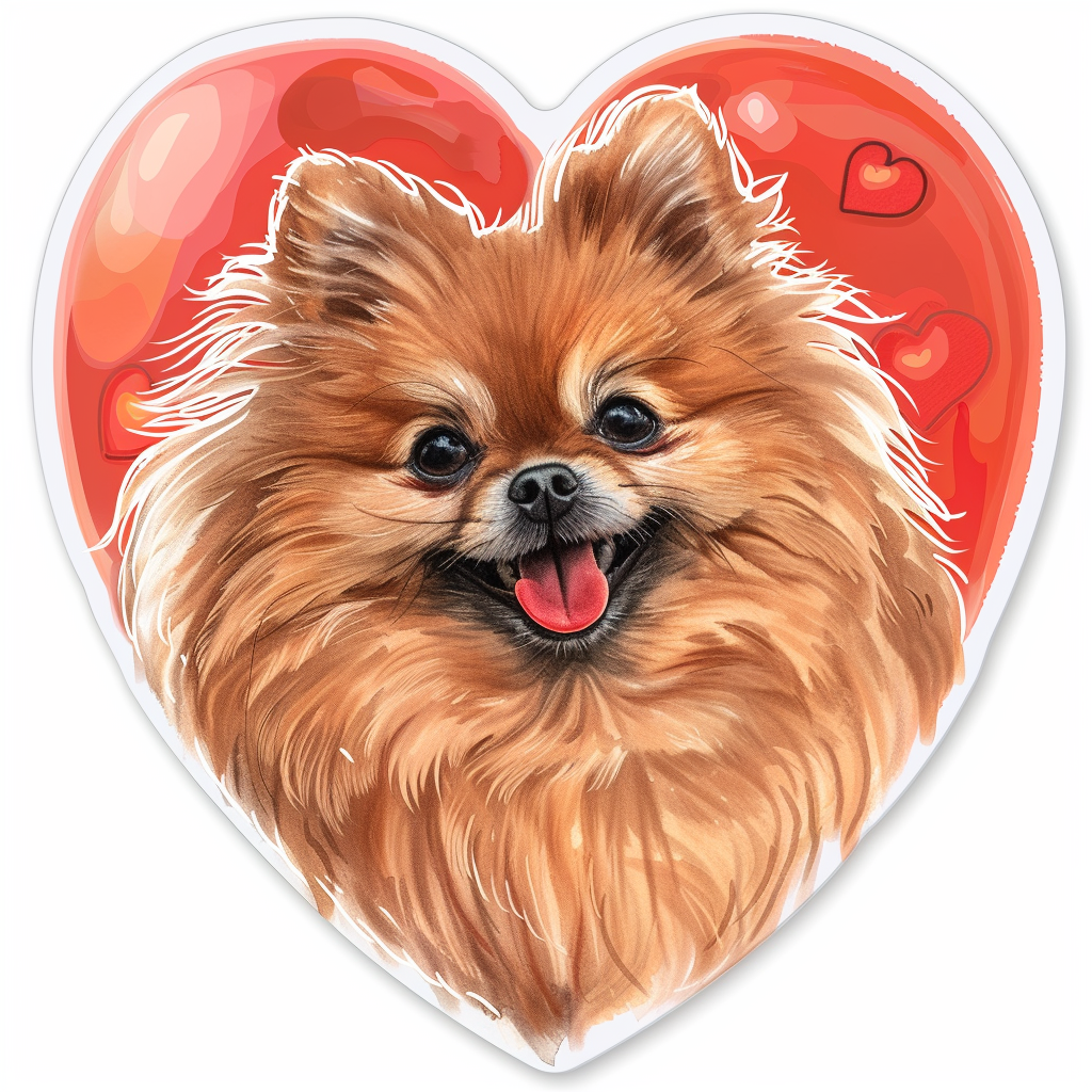 Sticker of a Pomeranian Dog majestic Expressive surreal Heartcore Vinyl Decal Sticker for Car, Laptop, Tumbler and more # F014019