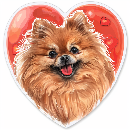 Sticker of a Pomeranian Dog majestic Expressive surreal Heartcore Vinyl Decal Sticker for Car, Laptop, Tumbler and more # F014019