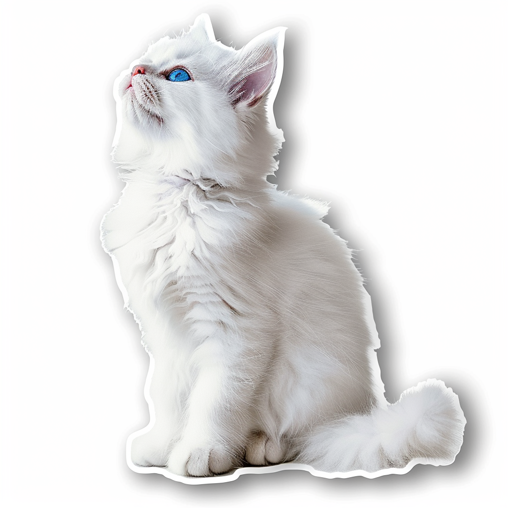 Adorable Turkish Angora Cat  Vinyl Decal Sticker for Car, Laptop, Tumbler and more # F020813-4" x 4"