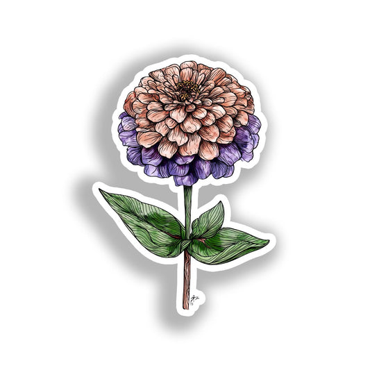 Zinnia Flower Vinyl Decal Sticker for Car, Laptop, Tumbler and more # A019095-4" x 4"