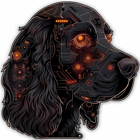 Cocker Spaniel Dog cyber punk Expressive surreal Vinyl Decal Sticker for Car, Laptop, Tumbler and more # F020292-4" x 4"