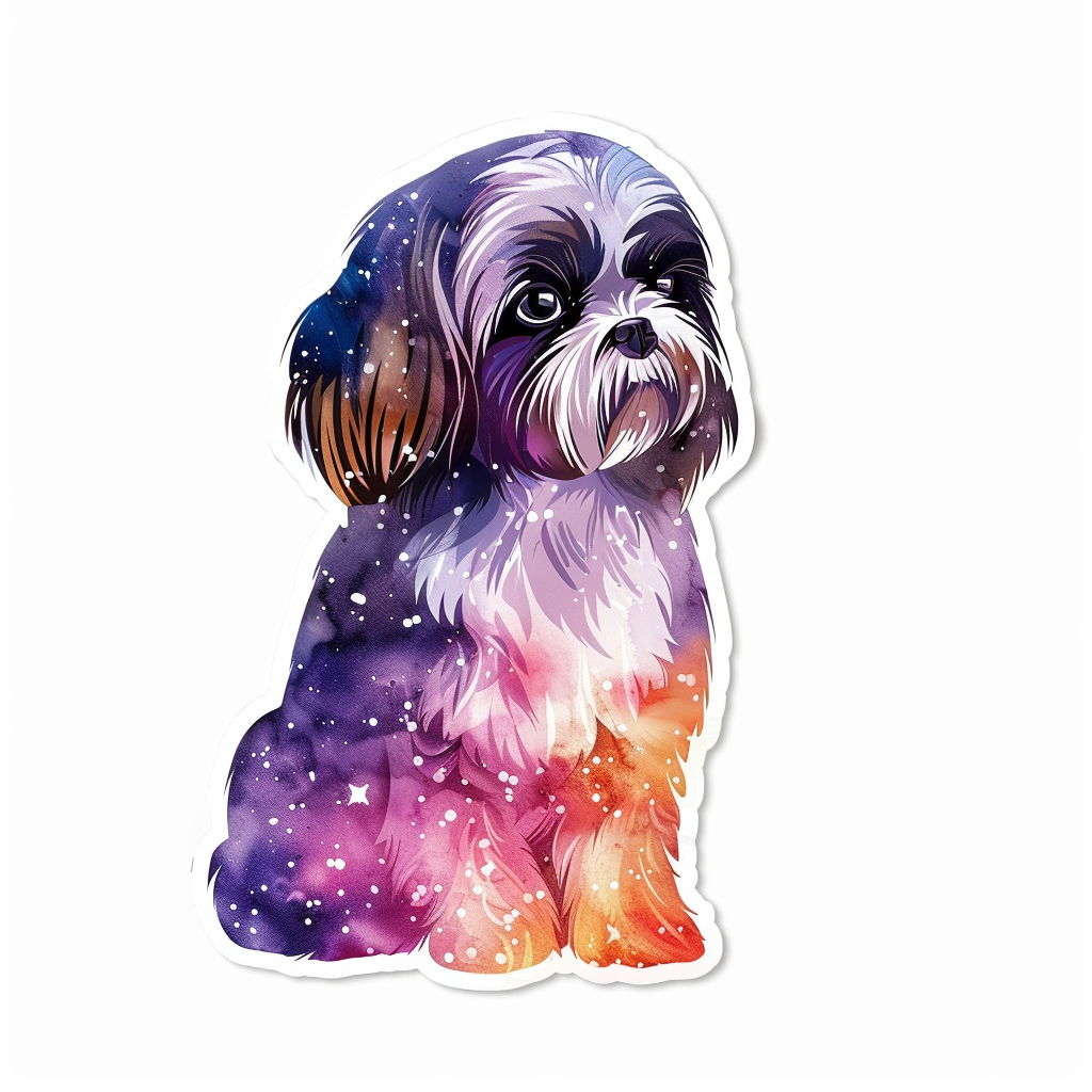 Adorable Shih Tzu Dog Expressive surreal Vinyl Decal Sticker for Car, Laptop, Tumbler and more # F018260