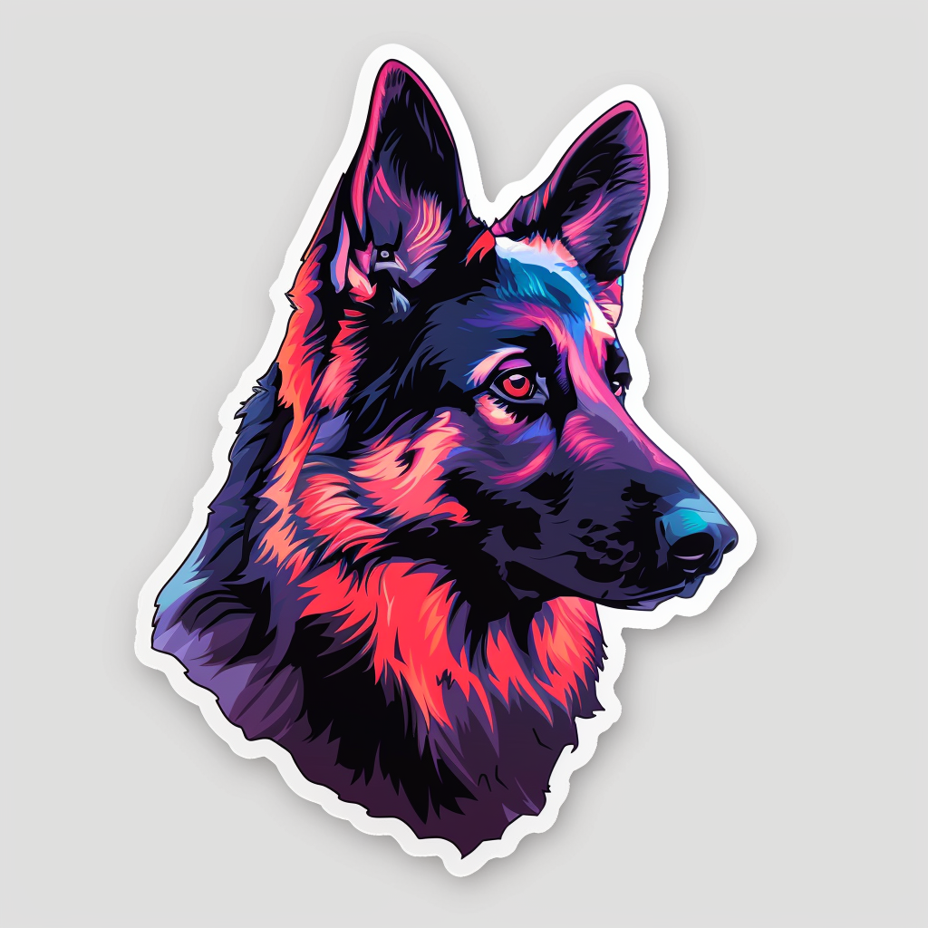 German Shepherd Dog cyber punk Vinyl Decal Sticker for Car, Laptop, Tumbler and more # F011522