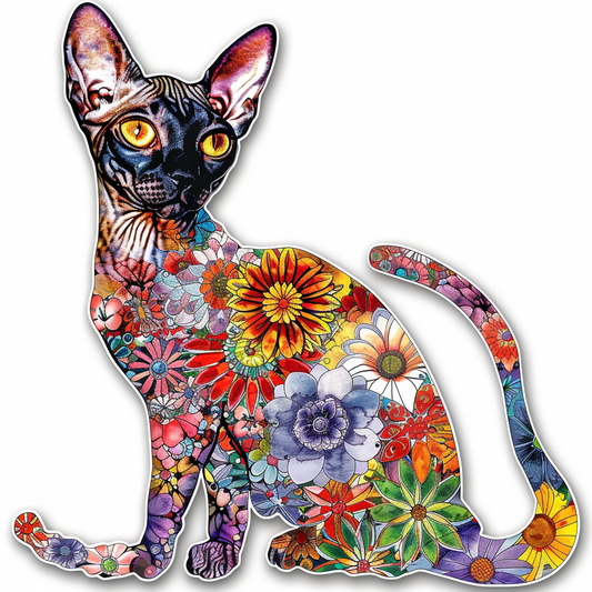 Adorable Cornish Rex Cat Expressive surreal Vinyl Decal Sticker for Car, Laptop, Tumbler and more # F021423-4" x 4"