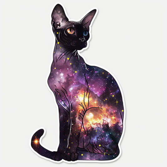 Adorable Cornish Rex Cat Expressive surreal Vinyl Decal Sticker for Car, Laptop, Tumbler and more # F021496-4" x 4"