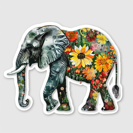 Elephant Expressive surreal Vinyl Decal Sticker for Car, Laptop, Tumbler and more # F022280-4" x 4"