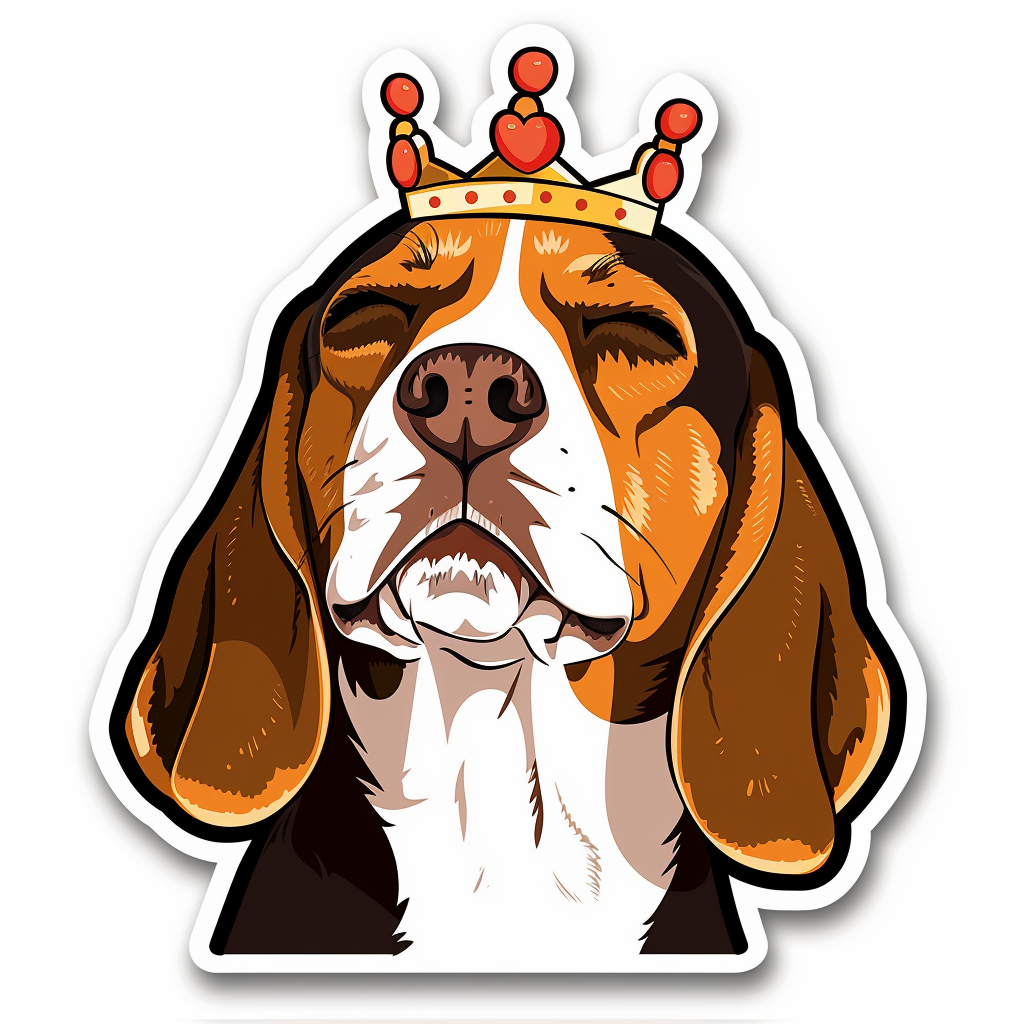 Beagle dog crowned Vinyl Decal Sticker for Car, Laptop, Tumbler and more # F012052