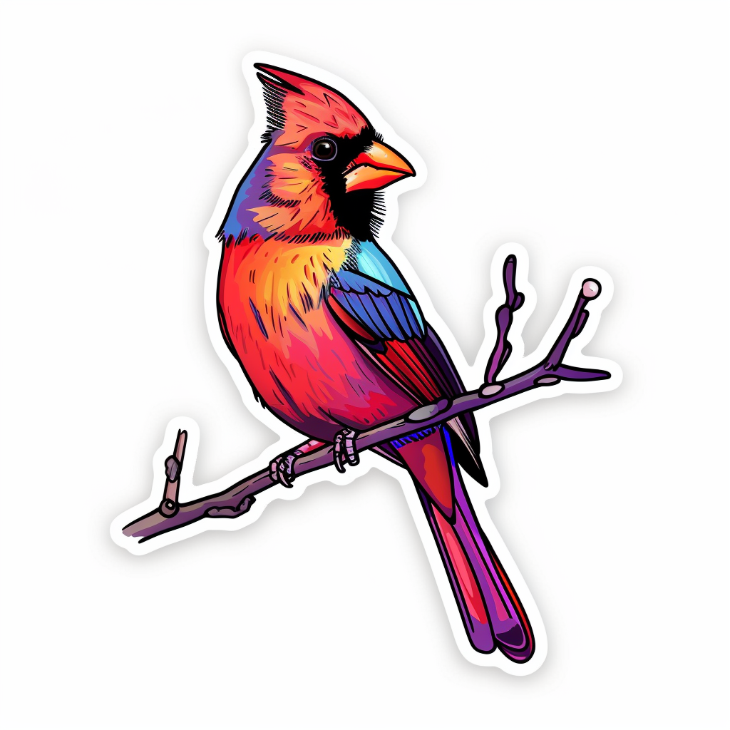 Sticker of a Cardinal Bird majestic Expressive surreal Vinyl Decal Sticker for Car, Laptop, Tumbler and more # F024240