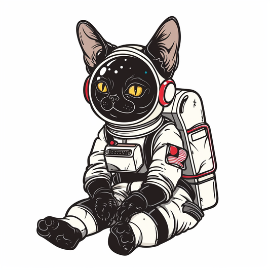 Adorable Cornish Rex Cat Expressive surreal Vinyl Decal Sticker for Car, Laptop, Tumbler and more # F021465-4" x 4"