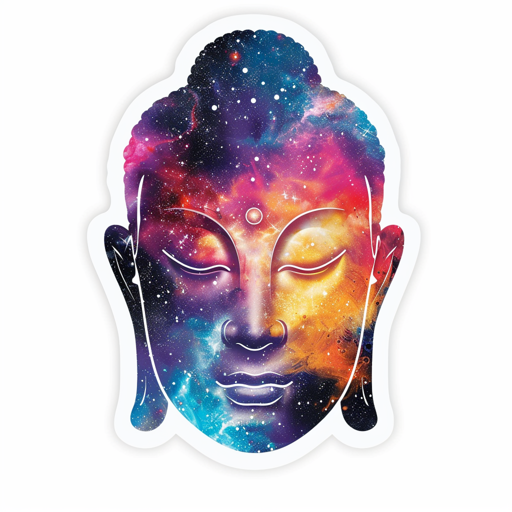 Buddha galaxy majestic Expressive surreal Vinyl Decal Sticker for Car, Laptop, Tumbler and more # F017074