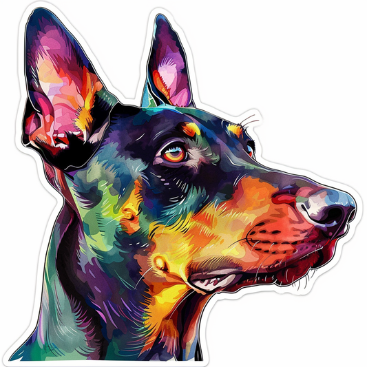 Sticker of a Doberman Pinscher Dog majestic Expressive surreal Vinyl Decal Sticker for Car, Laptop, Tumbler and more # F019211