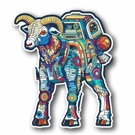 Goat majestic Astronaut Expressive surreal Vinyl Decal Sticker for Car, Laptop, Tumbler and more # F020476-4" x 4"