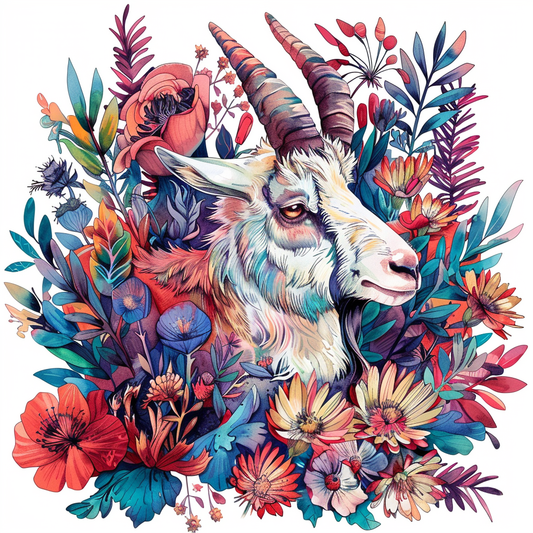 Goat majestic Expressive surreal Vinyl Decal Sticker for Car, Laptop, Tumbler and more # F020564-4" x 4"