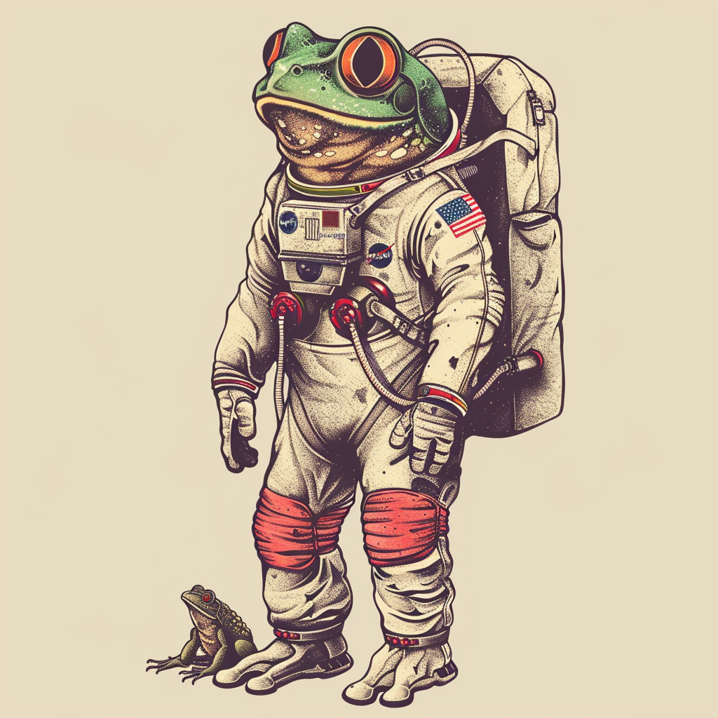Sticker of a Frog astronaut majestic Expressive surreal Vinyl Decal Sticker for Car, Laptop, Tumbler and more # F016796