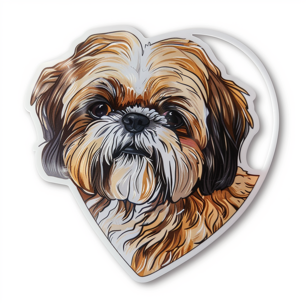 Adorable Shih Tzu Dog Expressive surreal Vinyl Decal Sticker for Car, Laptop, Tumbler and more # F018234