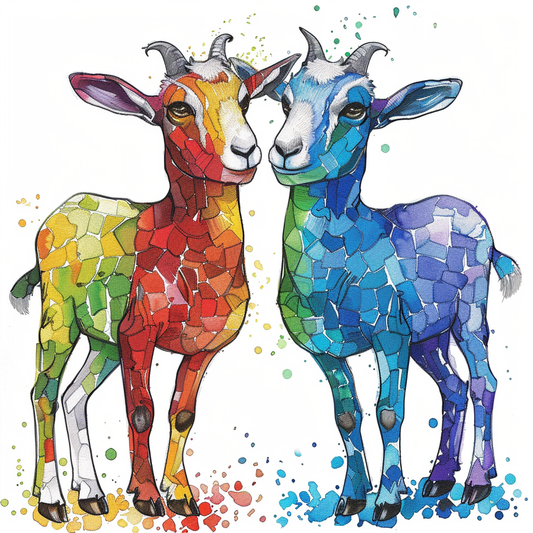 Goat majestic Expressive surreal Vinyl Decal Sticker for Car, Laptop, Tumbler and more # F020624-4" x 4"