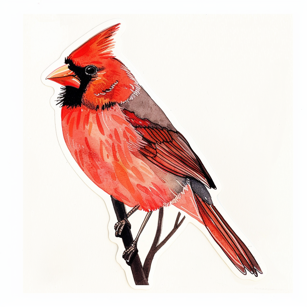 Cardinal Bird majestic Expressive surreal Vinyl Decal Sticker for Car, Laptop, Tumbler and more # F024212