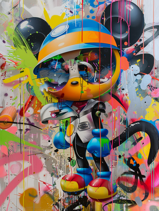 Colorful space Persian cat with a hat Expressive surreal Poster # F025281