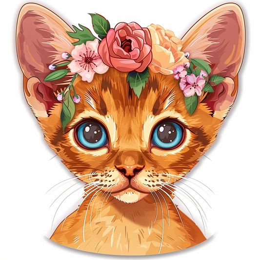 Abyssinian Cat astronaut majestic Expressive surreal Vinyl Decal Sticker for Car, Laptop, Tumbler and more # F021184-4" x 4"