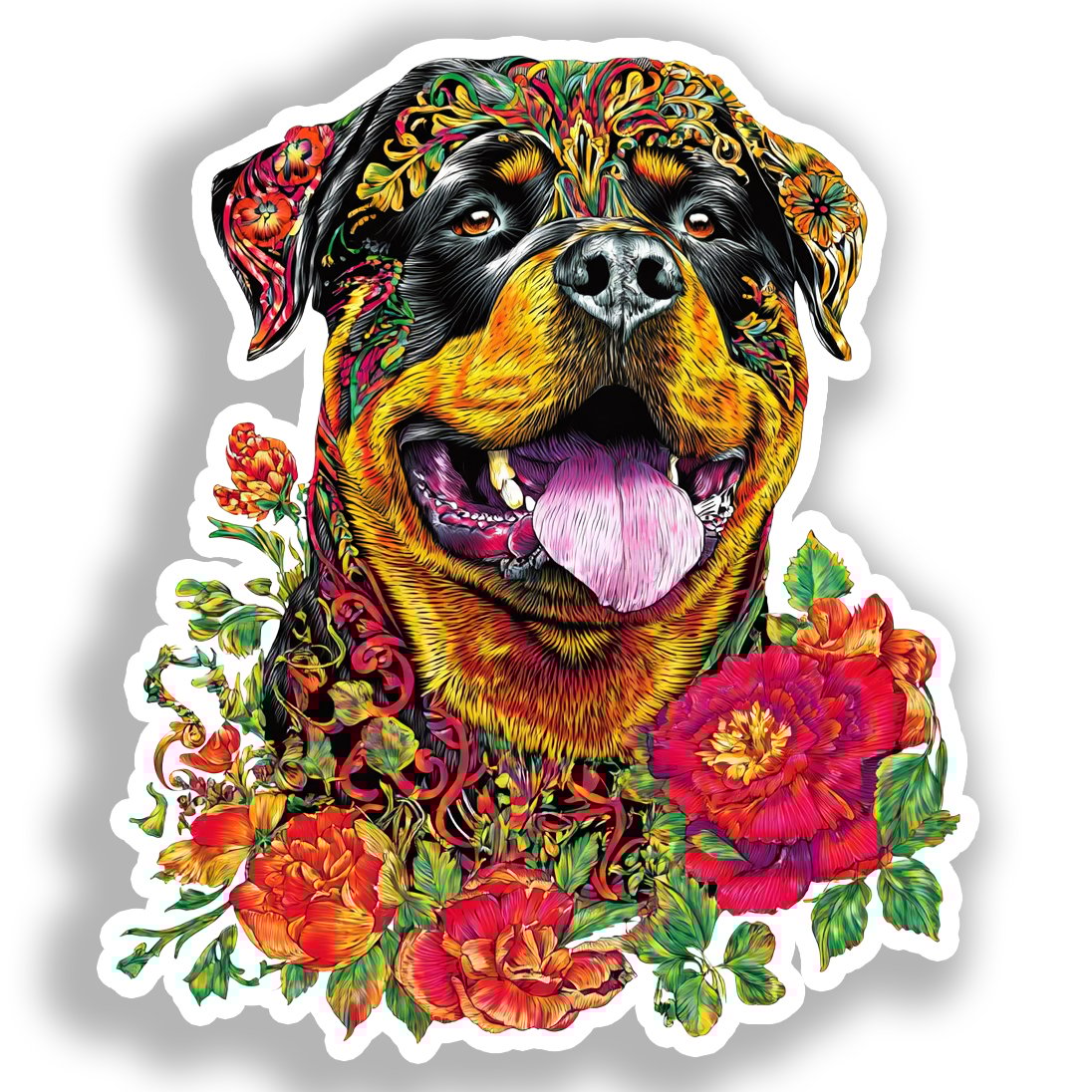 Rottweiler Dog Vinyl Decal Sticker for Car, Laptop, Tumbler and more # A018215-4" x 4"