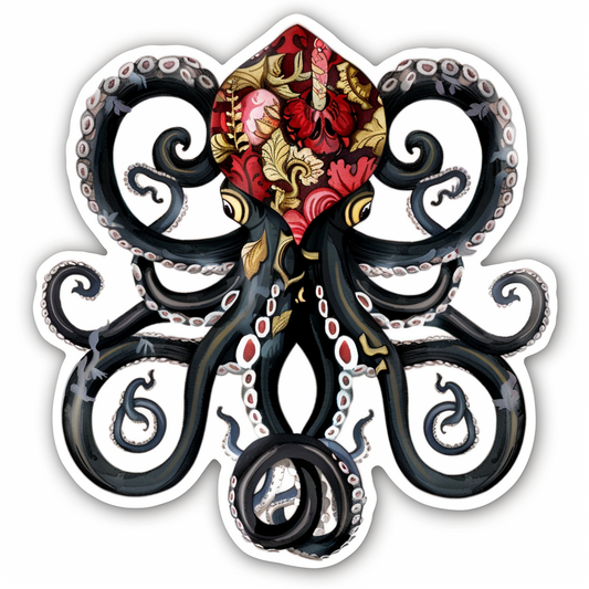 Sticker of a Octopus heartcore majestic Expressive surreal Vinyl Decal Sticker for Car, Laptop, Tumbler and more # F015772
