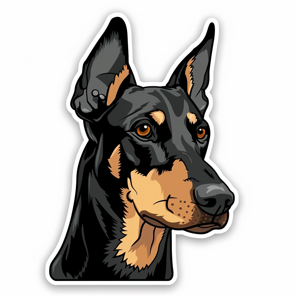 Doberman Pinscher Dog majestic Expressive surreal Vinyl Decal Sticker for Car, Laptop, Tumbler and more # F019329