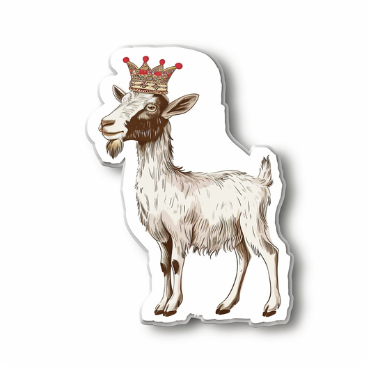 Goat Crowned majestic Expressive surreal Vinyl Decal Sticker for Car, Laptop, Tumbler and more # F020559-4" x 4"