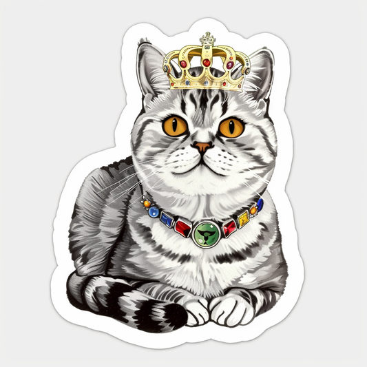 American Shorthair Cat majestic Expressive surreal Vinyl Decal Sticker for Car, Laptop, Tumbler and more # F019808-4" x 4"