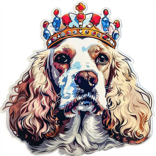 Cocker Spaniel Dog crowned majestic Expressive surreal Vinyl Decal Sticker for Car, Laptop, Tumbler and more # F020216-4" x 4"