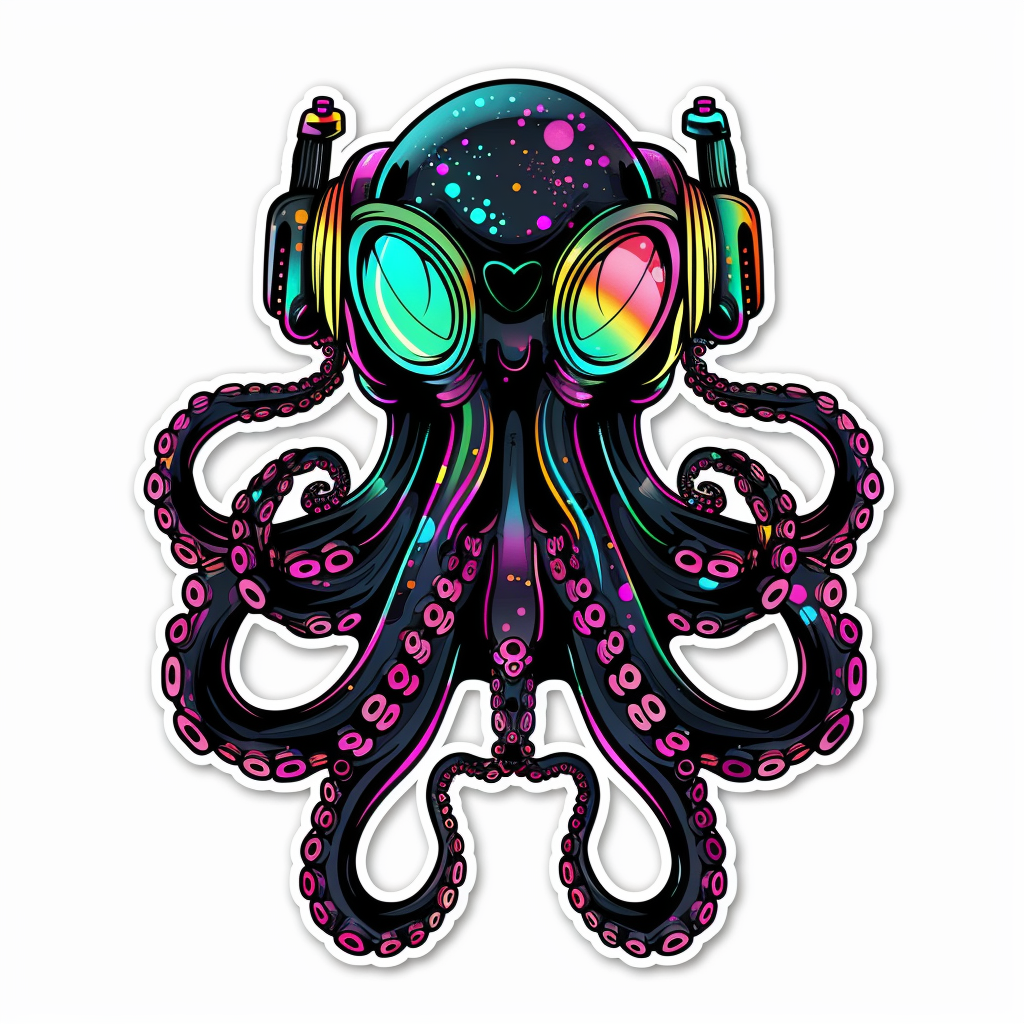 Octopus cyber punk majestic Expressive surreal Vinyl Decal Sticker for Car, Laptop, Tumbler and more # F015577