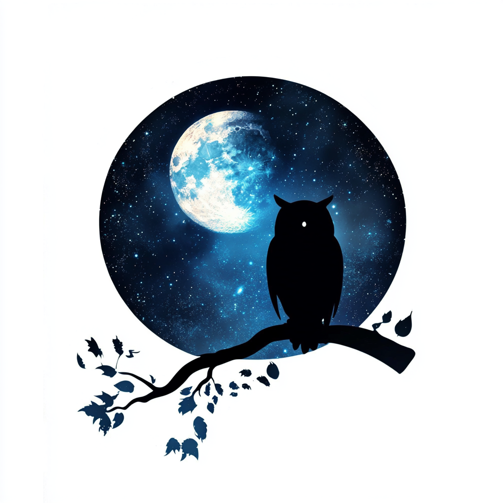 Owl Moon and Stars Vinyl Decal Sticker for Car, Laptop, Tumbler and more # F025768