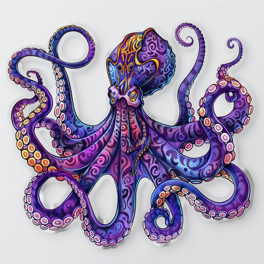 Sticker of a Octopus crowned majestic Expressive surreal Vinyl Decal Sticker for Car, Laptop, Tumbler and more # F015483
