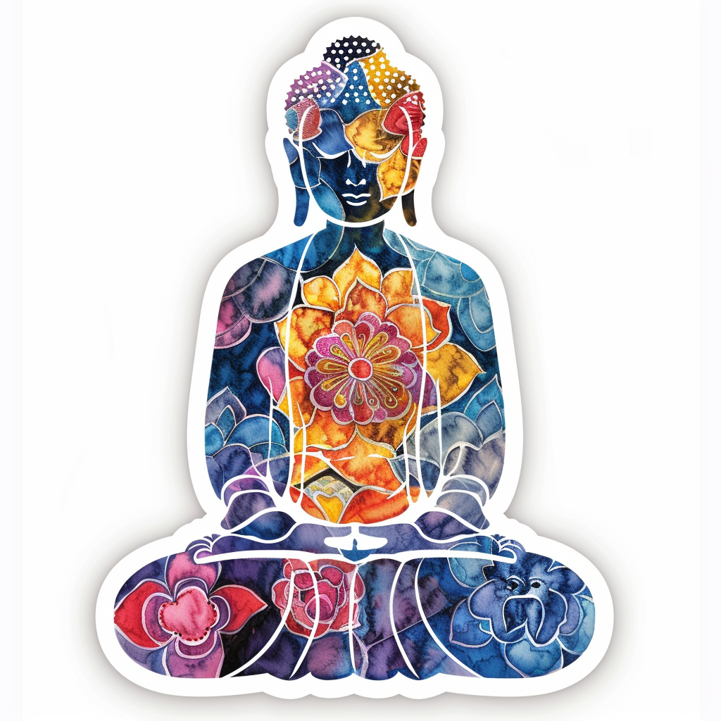 Buddha cartoon majestic Expressive surreal Vinyl Decal Sticker for Car, Laptop, Tumbler and more # F016989